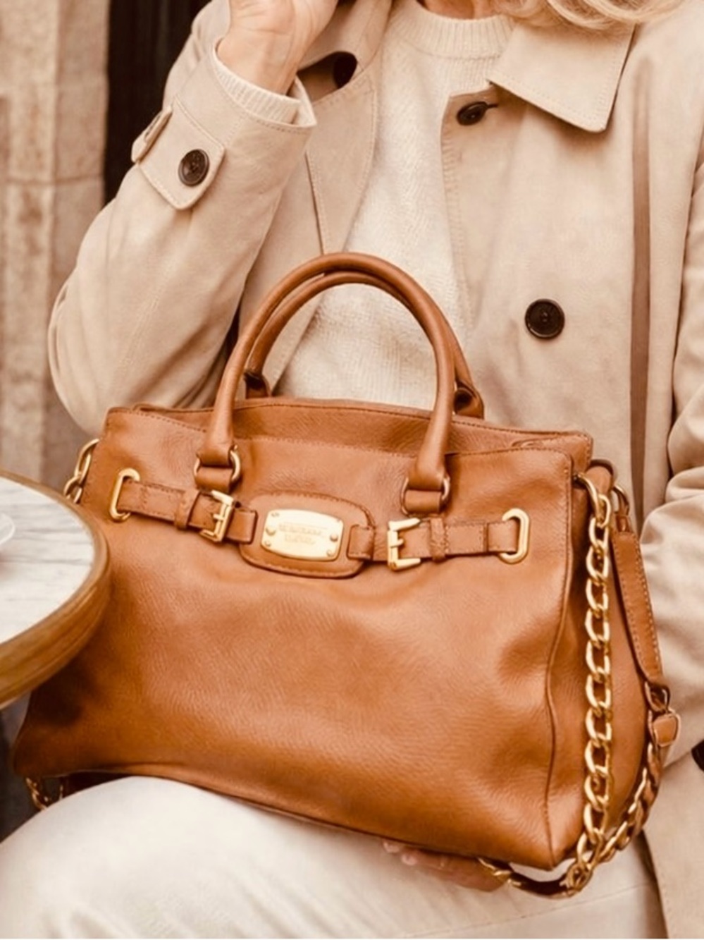 Michael Kors Large Hamilton Tan Pebble Leather Satchel EU A true classic